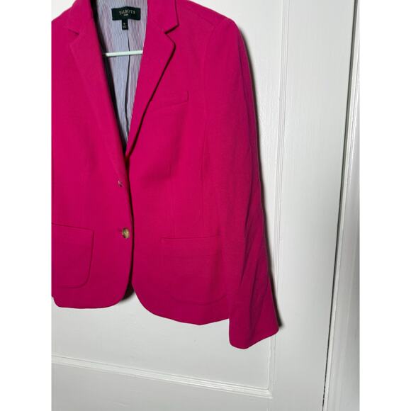 Talbots Bright Pink Barbiecore Knit Button Blazer Work Career Jacket Women's 8P - Picture 3 of 8
